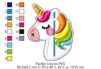 Pacifier Holder Unicorn - Hoop 4x4 - Applique - Machine Embroidery Design