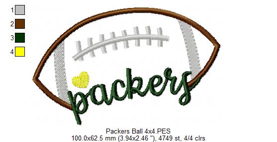 Go Packers Football – Satin Stitch – Machine Embroidery Design