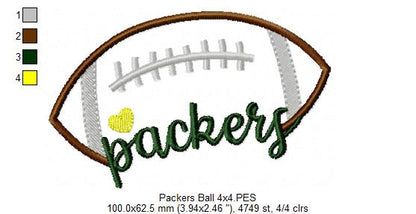 Go Packers Football – Satin Stitch – Machine Embroidery Design