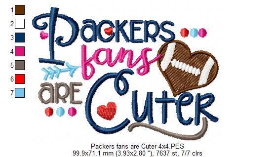 Packers Fans Are Cuter - Fill Stitch – Machine Embroidery Design