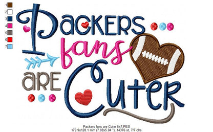Packers Fans Are Cuter - Fill Stitch – Machine Embroidery Design
