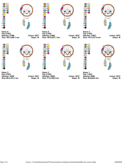 Dreams Catcherr - Applique - 6 Sizes  - Machine Embroidery Design