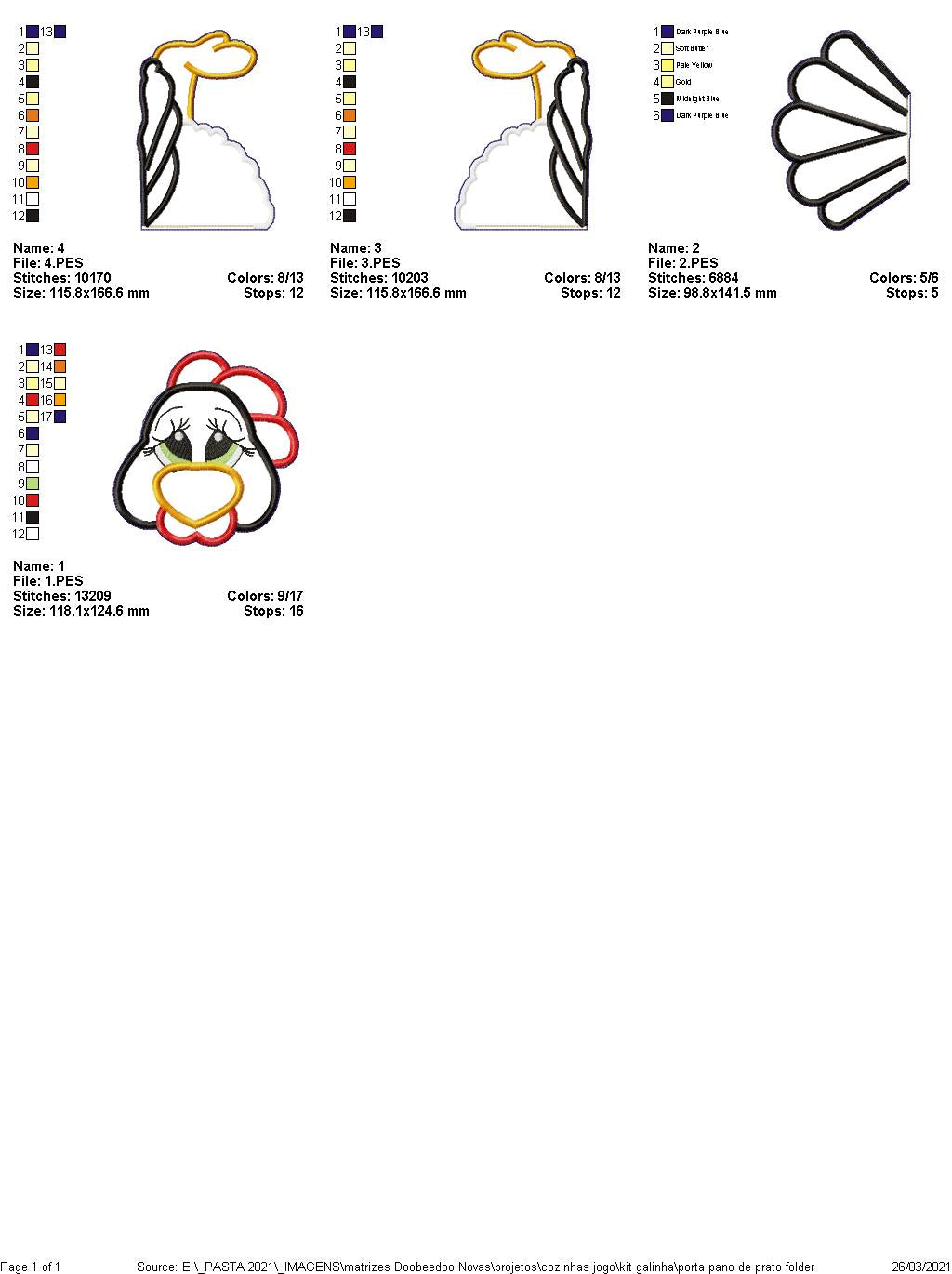 Chicken Dish Cloth Hanger - ITH Project - Machine Embroidery Design