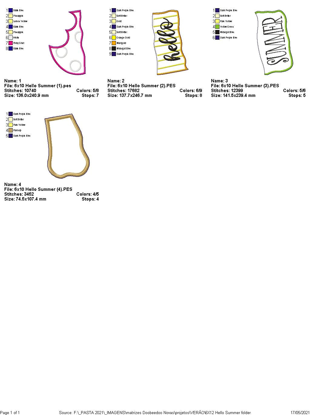 Hello Summer Ice Cream Ornament - ITH Project - Machine Embroidery Design