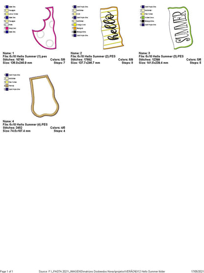 Hello Summer Ice Cream Ornament - ITH Project - Machine Embroidery Design