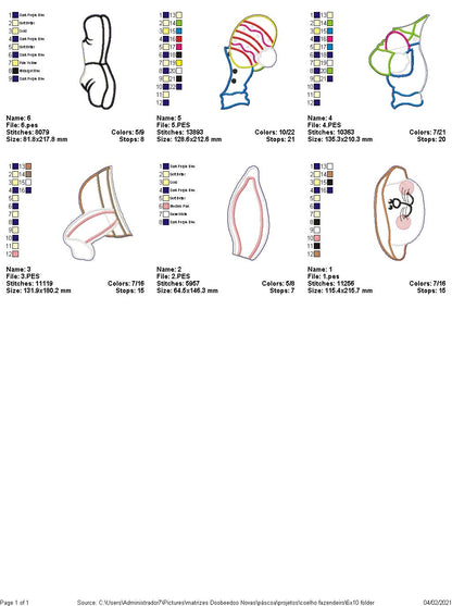 Easter Farmer Bunny Holding an Egg - Vase Ornament - ITH Project - Machine Embroidery Design