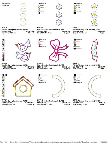 Spring  Floral Wreath - ITH Project - Machine Embroidery Design