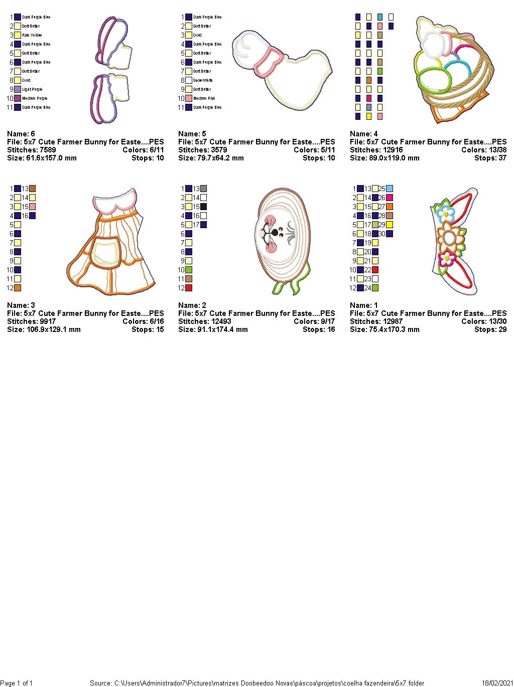 Farmer Bunny Girl Vase Ornament - ITH Project - Machine Embroidery Design