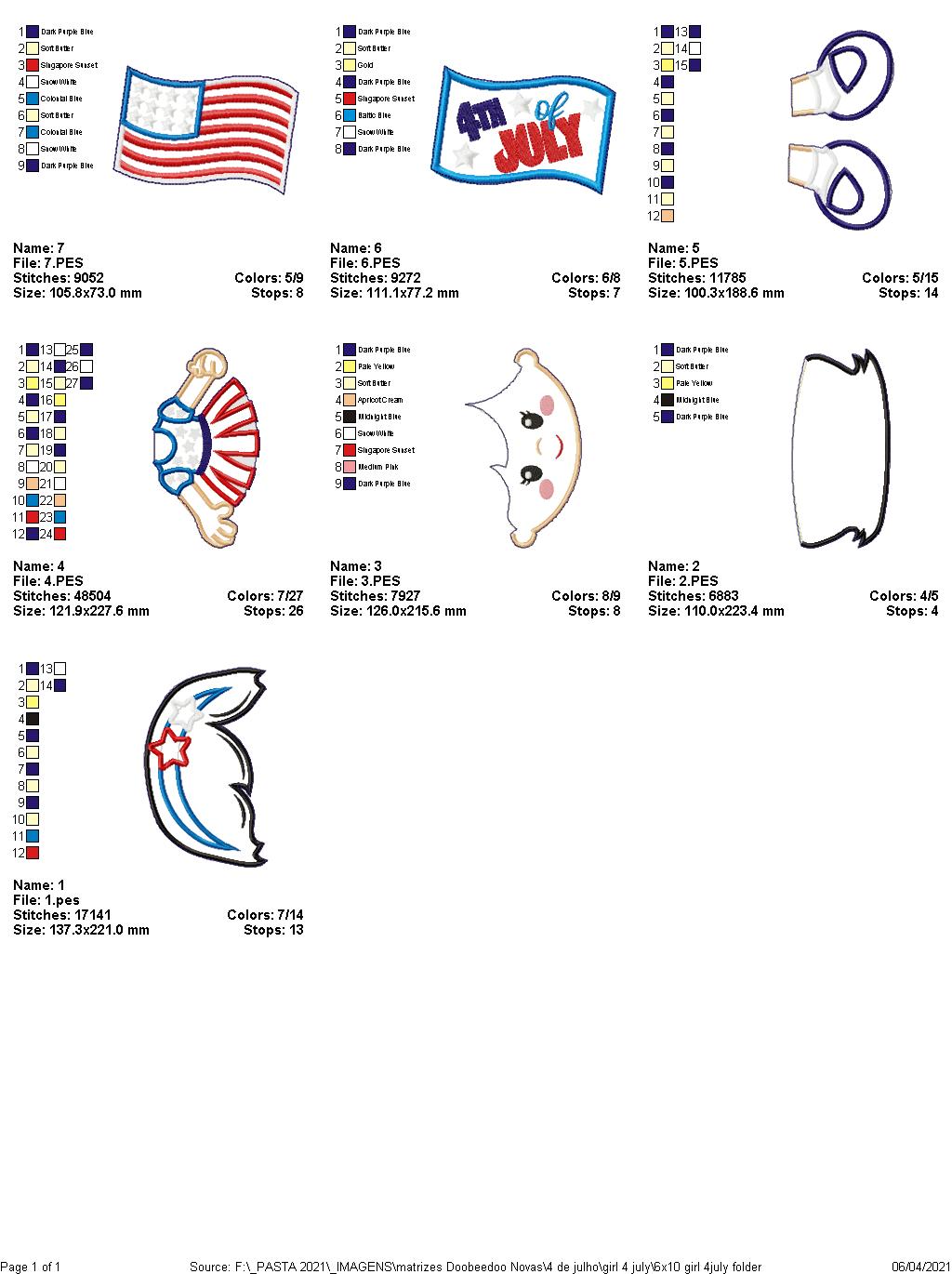 4th of July Girl Ornament - ITH Project - Machine Embroidery Design