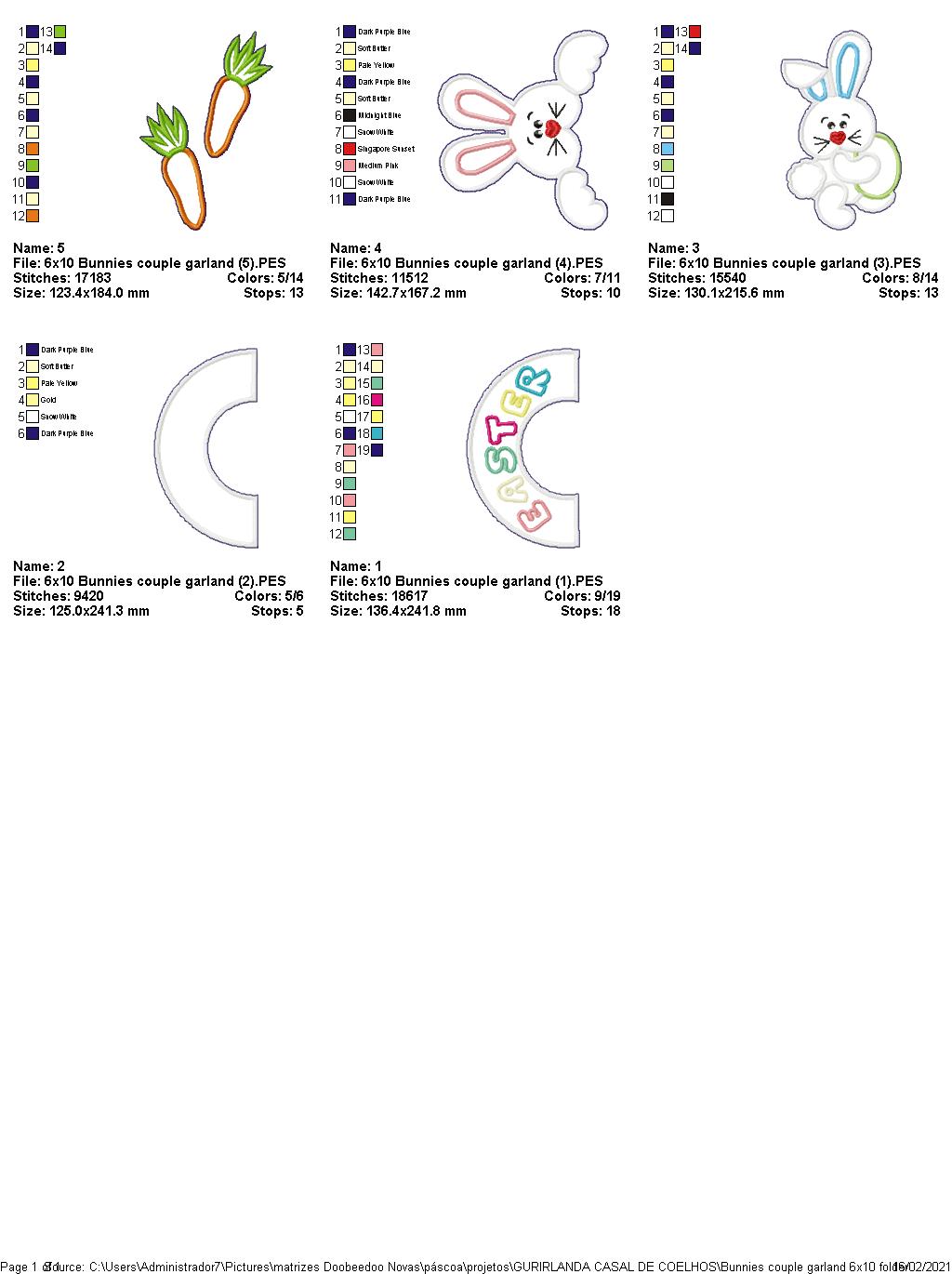 Easter Bunnies Wreath - ITH Project - Machine Embroidery Design