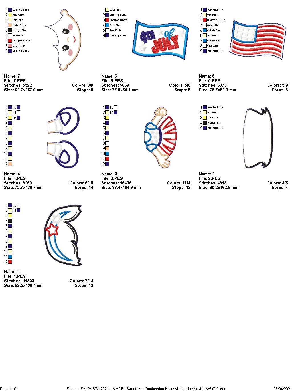 4th of July Girl Ornament - ITH Project - Machine Embroidery Design