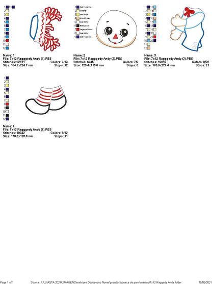 Boy Rag Doll Ornament - ITH Project - Machine Embroidery Design