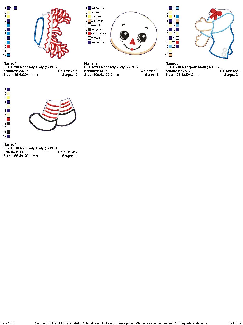 Boy Rag Doll Ornament - ITH Project - Machine Embroidery Design