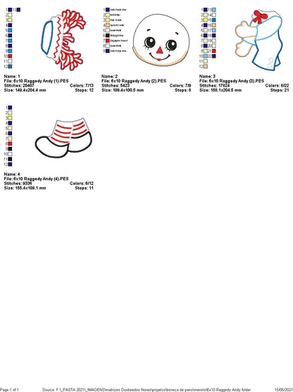 Boy Rag Doll Ornament - ITH Project - Machine Embroidery Design