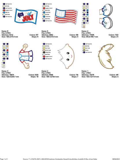 4th of July Boy Ornament - ITH Project - Machine Embroidery Design