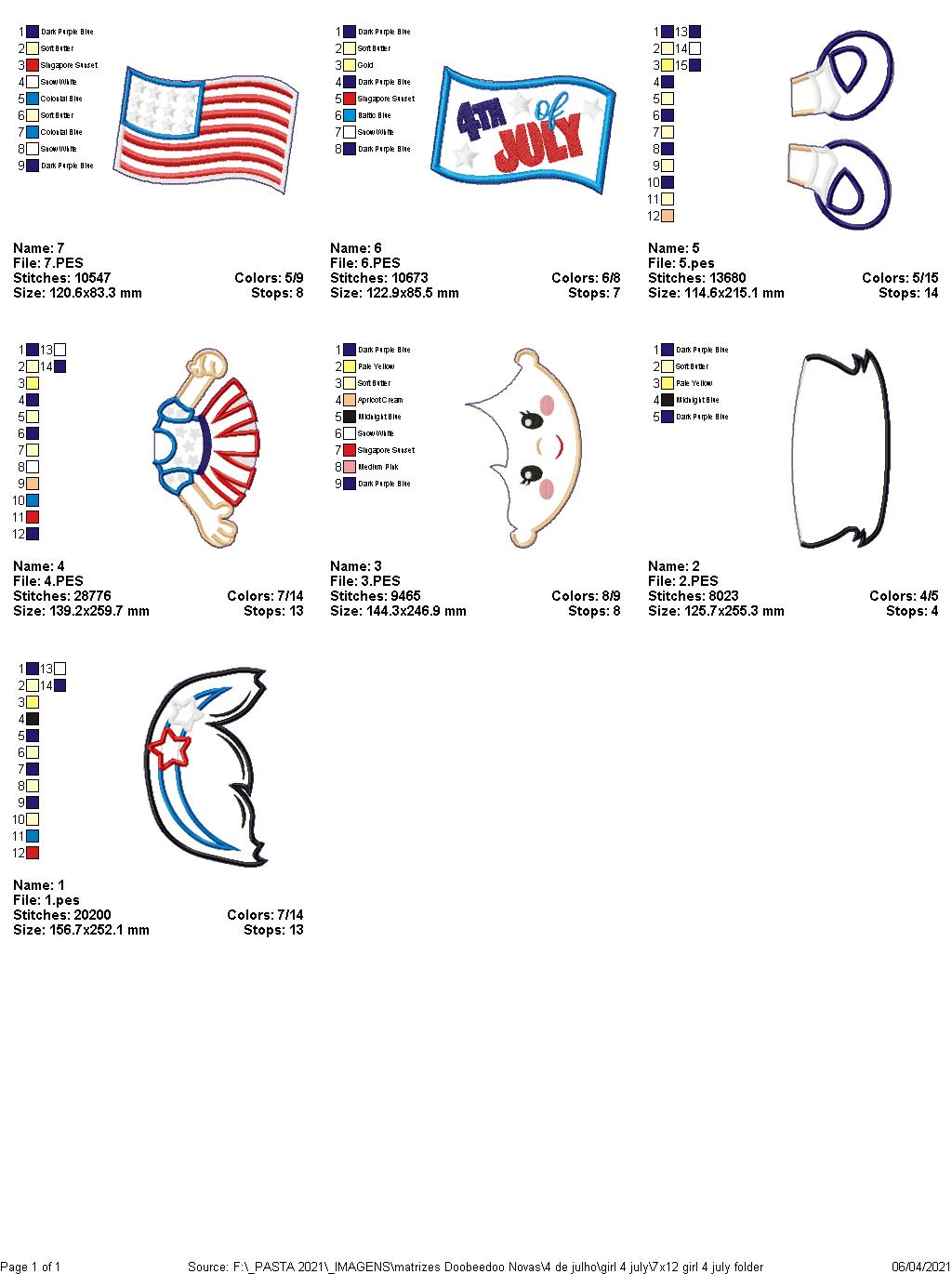 4th of July Girl Ornament - ITH Project - Machine Embroidery Design
