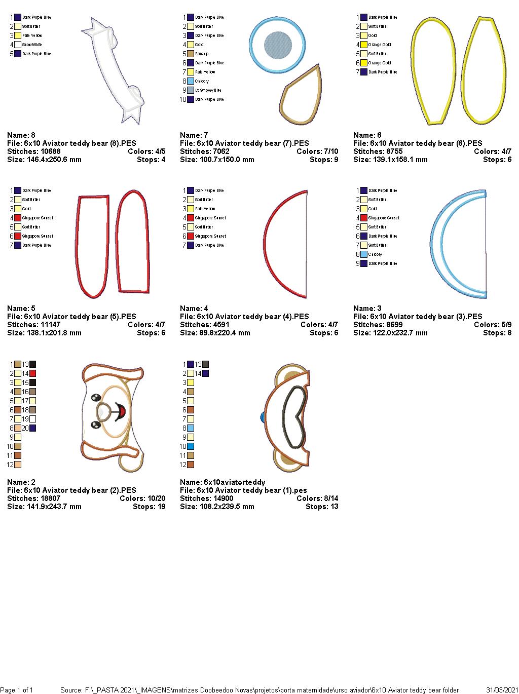 Aviator Teddy Bear Ornament - ITH Project - Machine Embroidery Design