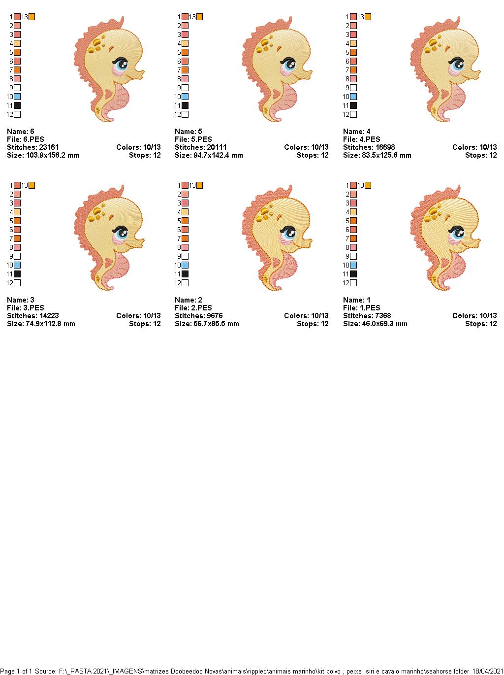 Under the Sea Animals - Set of 4 designs - Rippled - Machine Embroidery Design