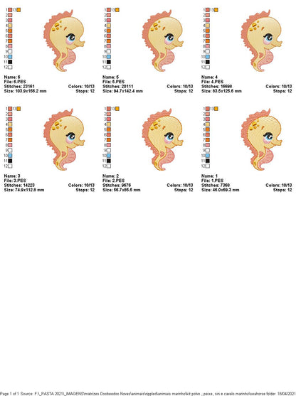 Under the Sea Animals - Set of 4 designs - Rippled - Machine Embroidery Design