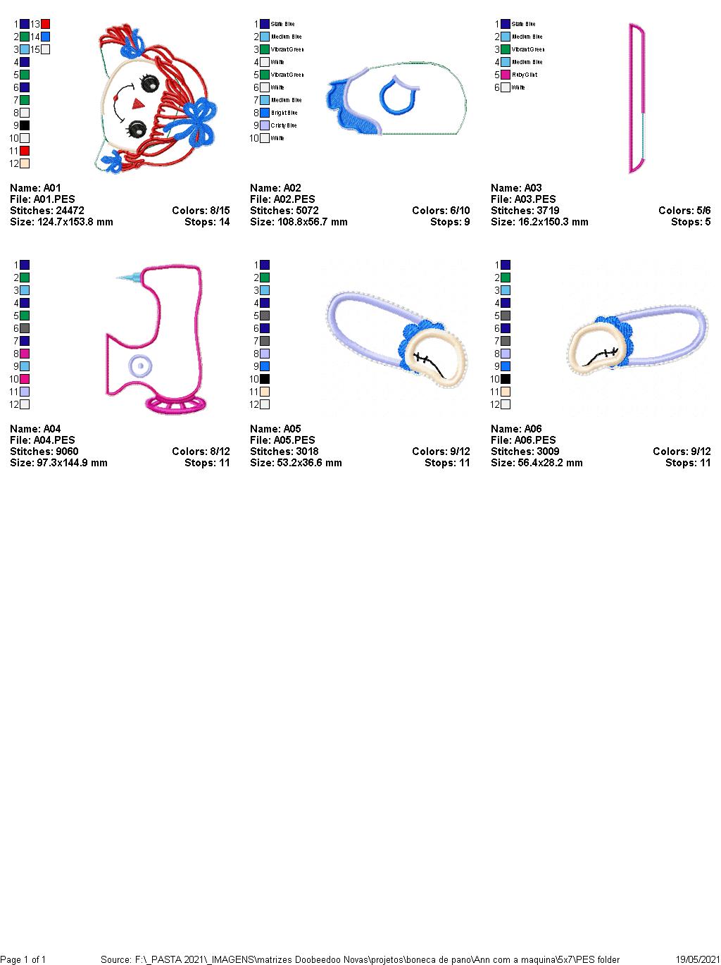 Rag Doll With Sewing Machine Ornament - ITH Project - Machine Embroidery Design