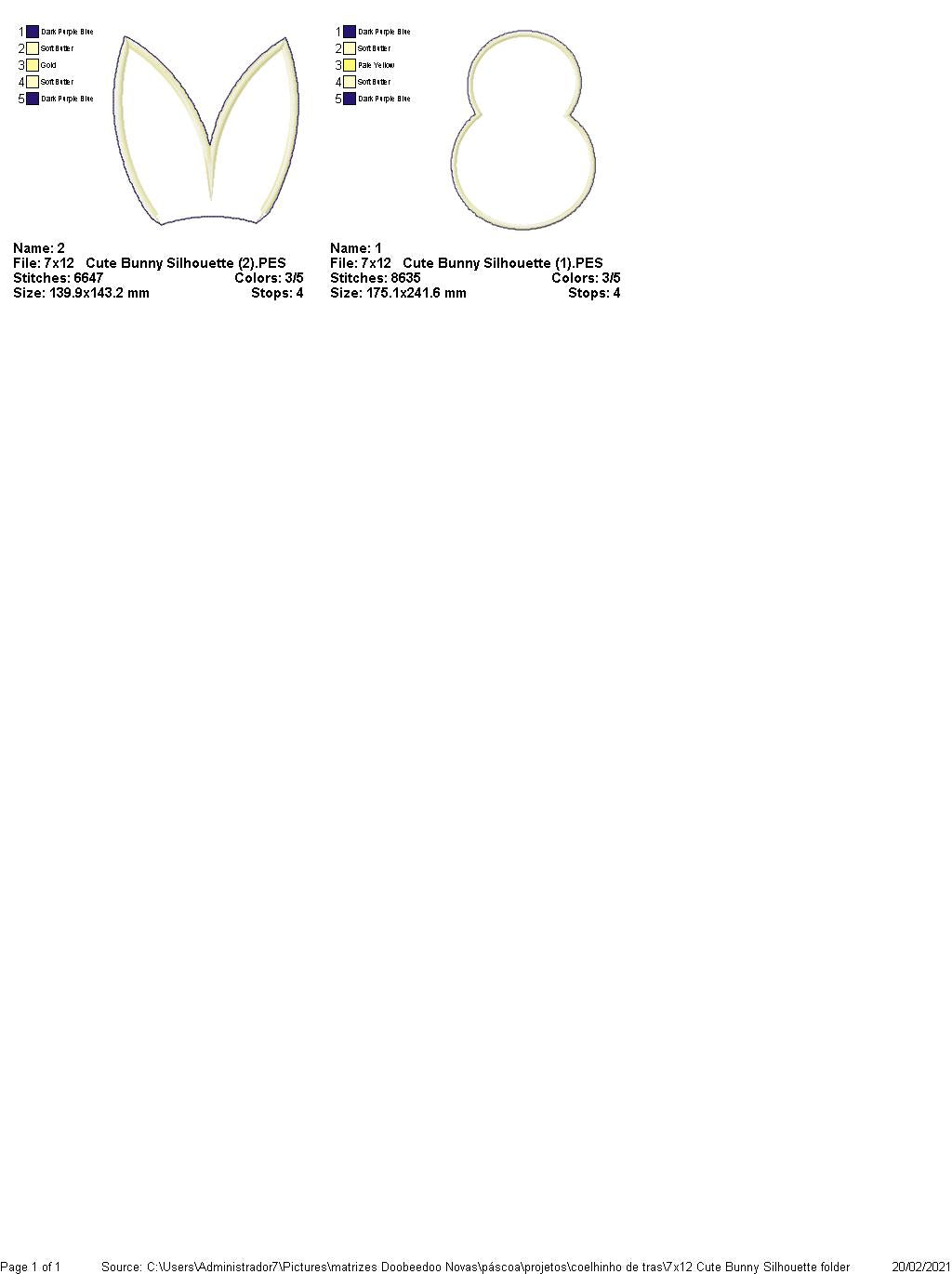 Cute Easter Bunny Silhouette Door Ornament - ITH Project - Machine Embroidery Design