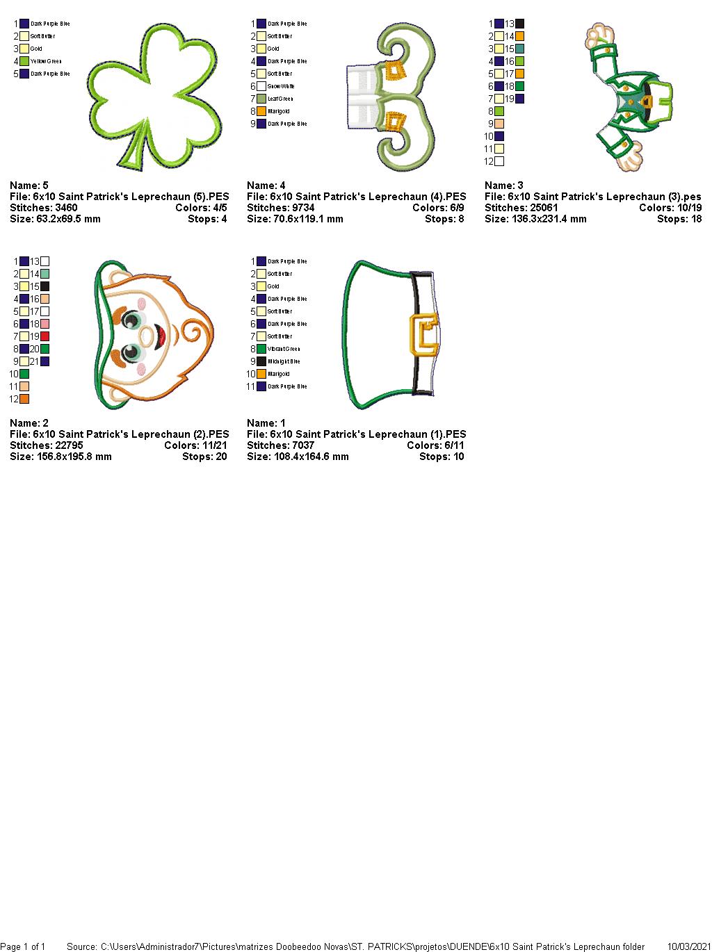 Saint Patrick's Leprechaun Ornament - ITH Project - Machine Embroidery Design