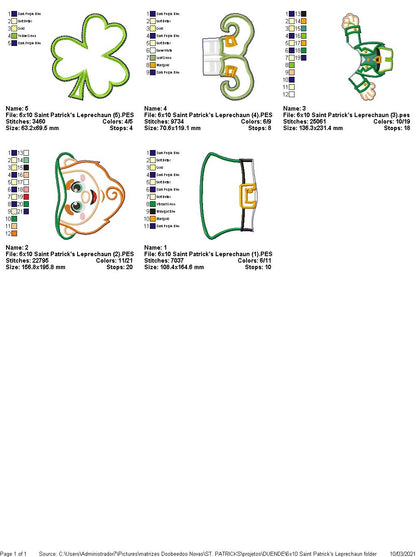 Saint Patrick's Leprechaun Ornament - ITH Project - Machine Embroidery Design