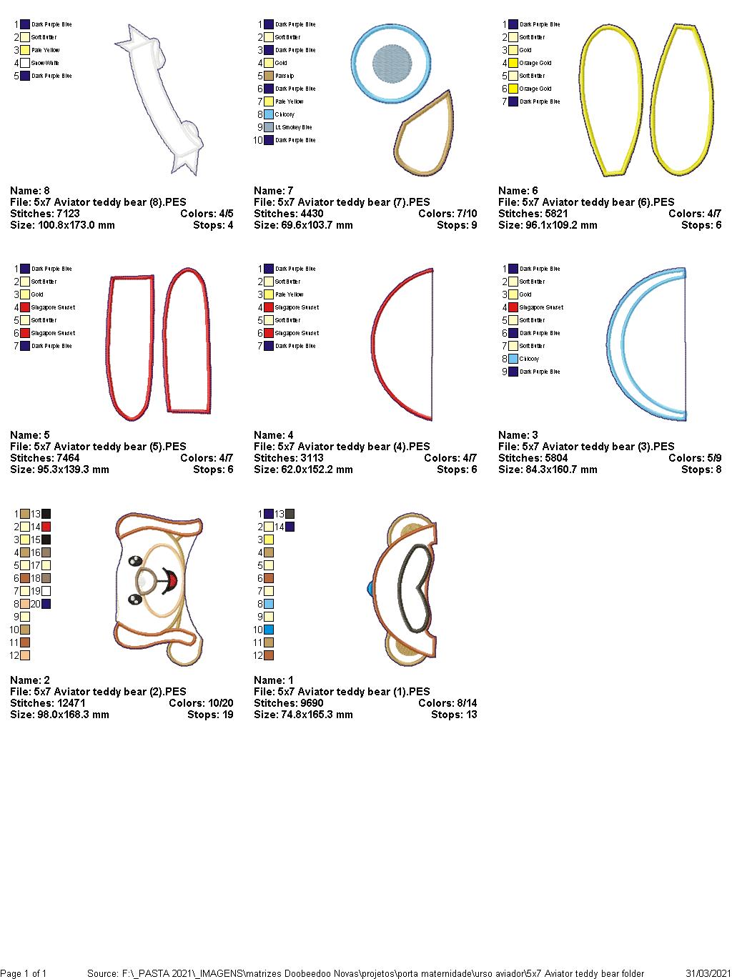 Aviator Teddy Bear Ornament - ITH Project - Machine Embroidery Design