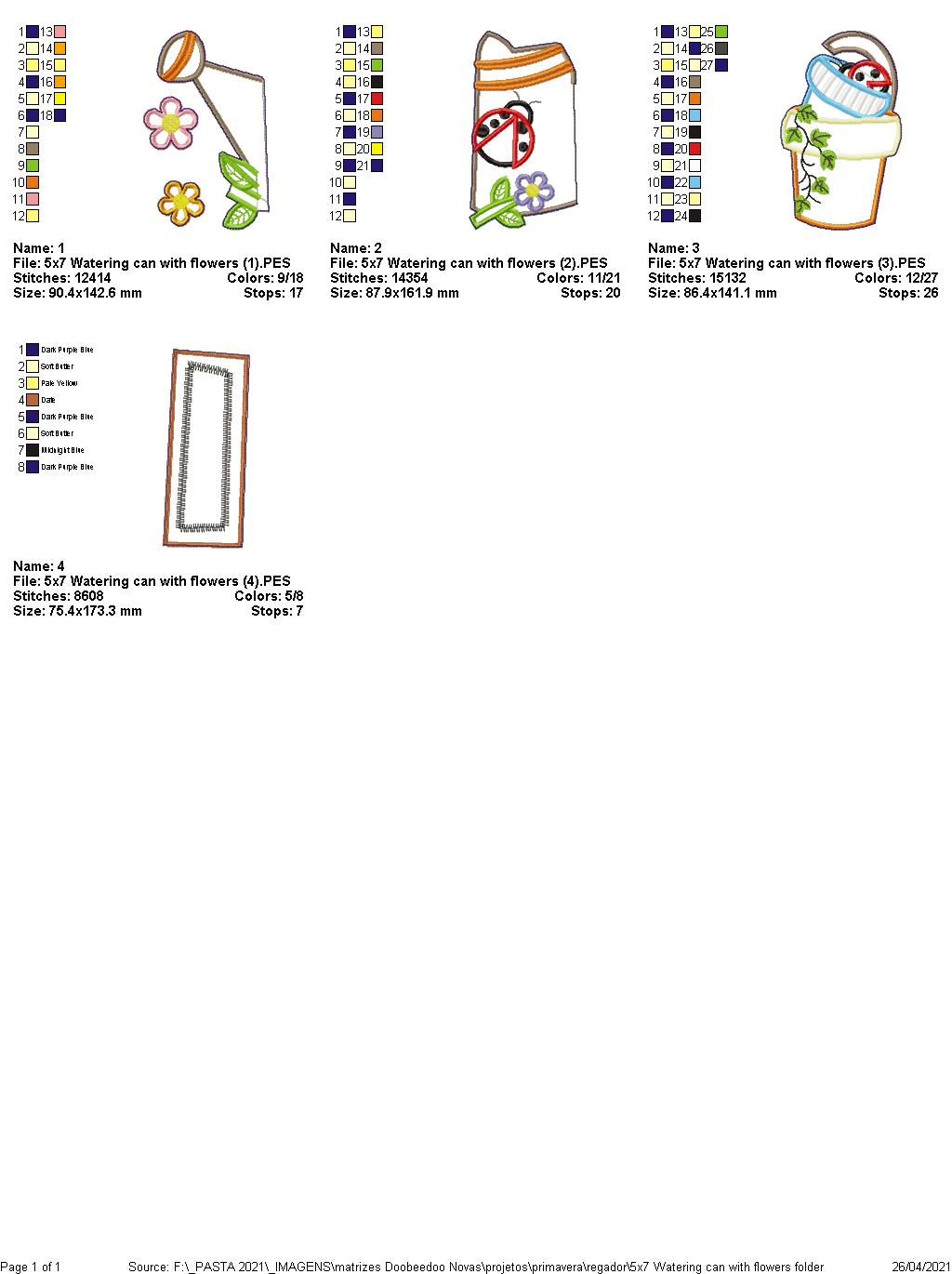 Flowers Watering Ornament - ITH Project - Machine Embroidery Design