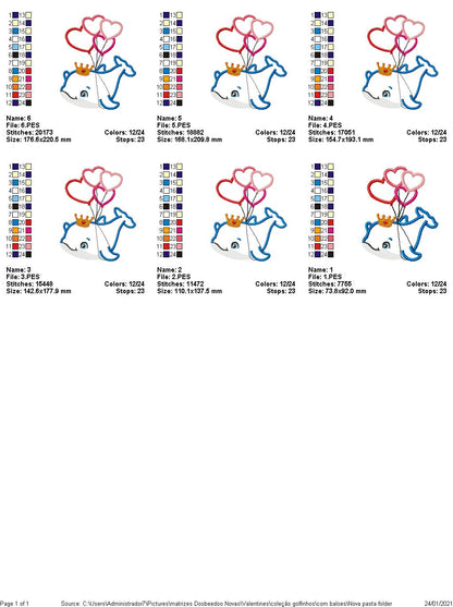 Dolphins in Love Collection - Applique - 3 Designs -  Machine Embroidery Designs