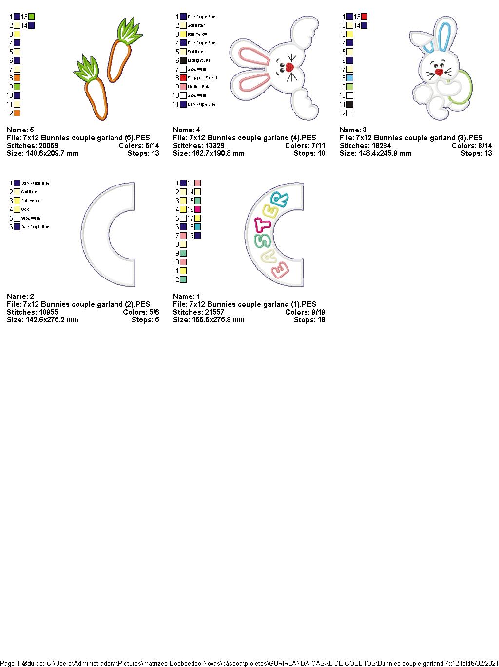 Easter Bunnies Wreath - ITH Project - Machine Embroidery Design