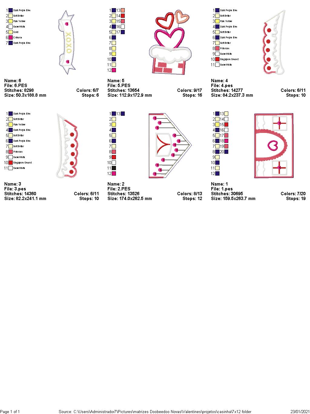 Valentines House with Hearts Door Ornament - ITH Project - Machine Embroidery Design