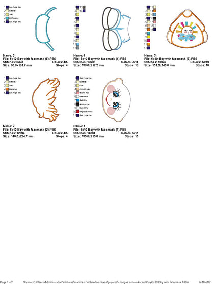 Boy With Face Mask Ornament - ITH Project - Machine Embroidery Design