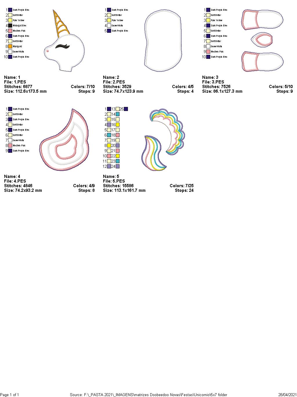 Little Unicorn Cute Ornament - ITH Project - Machine Embroidery Design