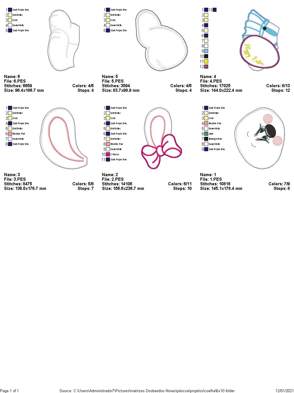 Cute Easter Bunny Girl Vase Ornament - ITH Project - Machine Embroidery Design