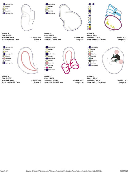 Cute Easter Bunny Girl Vase Ornament - ITH Project - Machine Embroidery Design