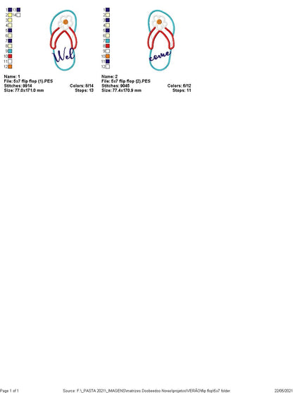 Flip Flop Summer Ornament - ITH Project - Machine Embroidery Design