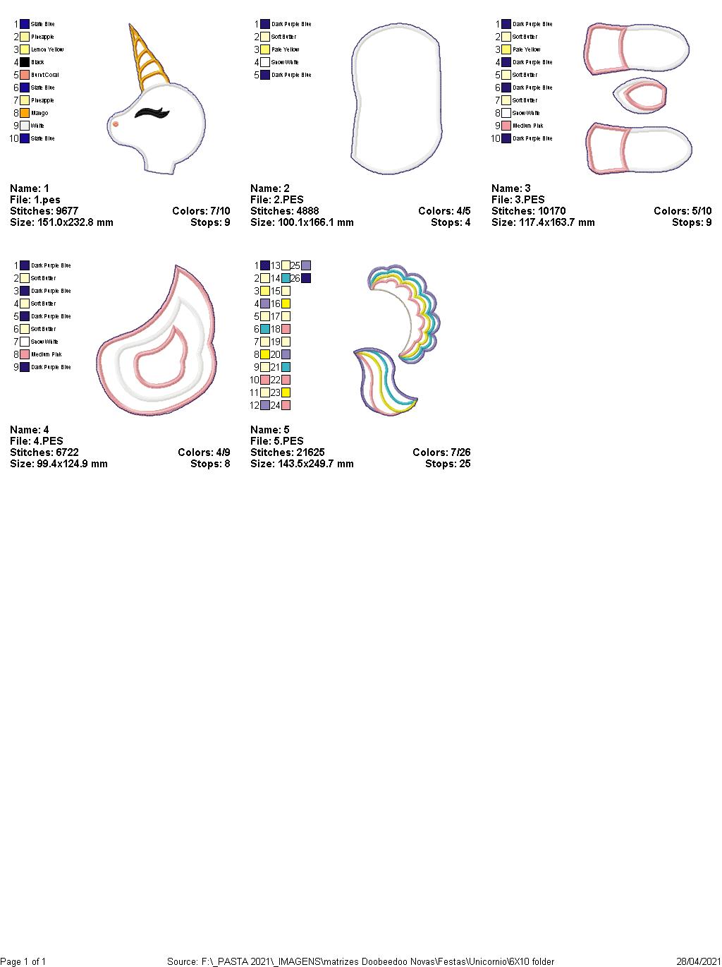 Little Unicorn Cute Ornament - ITH Project - Machine Embroidery Design