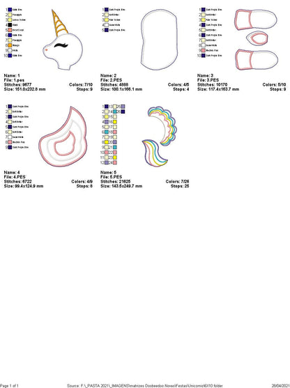 Little Unicorn Cute Ornament - ITH Project - Machine Embroidery Design