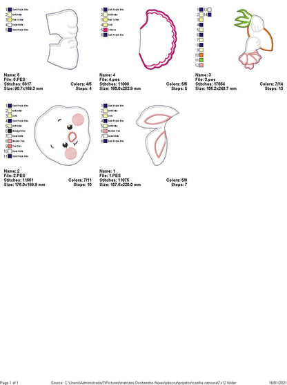 Easter Bunny Girl with Carrot Vase Ornament - ITH Project - Machine Embroidery Design