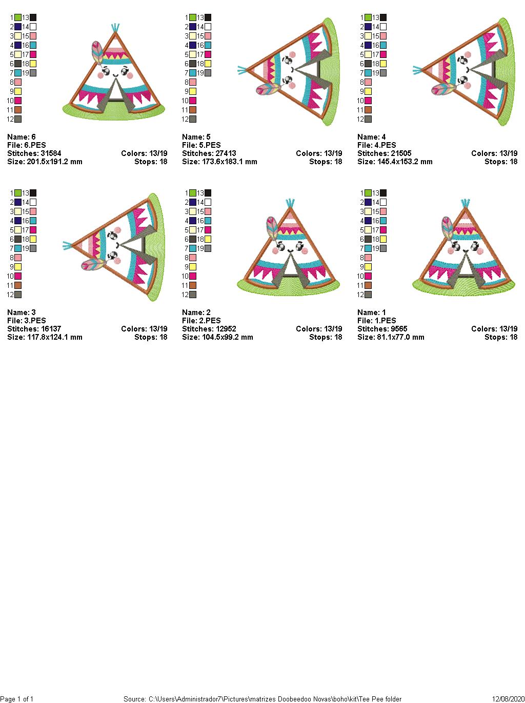 Tee Pee Boho embroidery - Applique - 6 Sizes  - Machine Embroidery Design