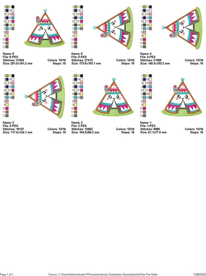 Tee Pee Boho embroidery - Applique - 6 Sizes  - Machine Embroidery Design