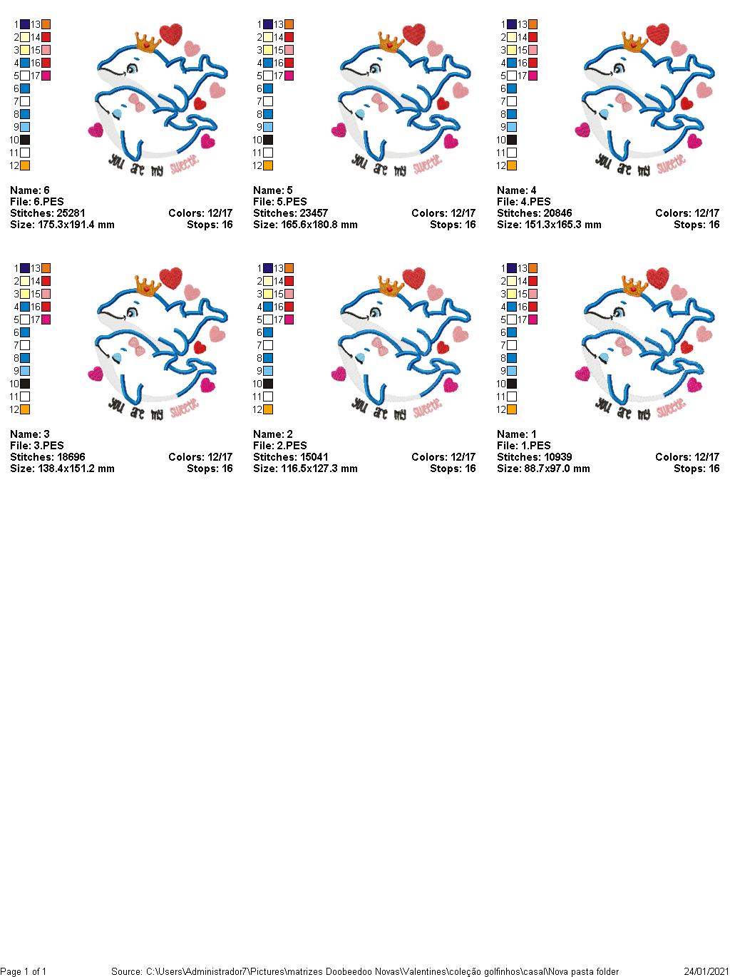 Dolphins in Love Collection - Applique - 3 Designs -  Machine Embroidery Designs