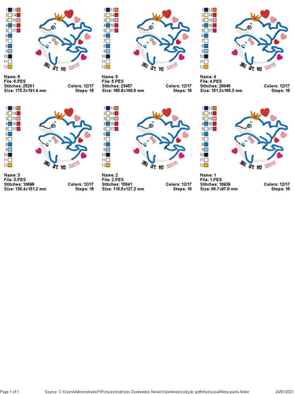 Dolphins in Love Collection - Applique - 3 Designs -  Machine Embroidery Designs