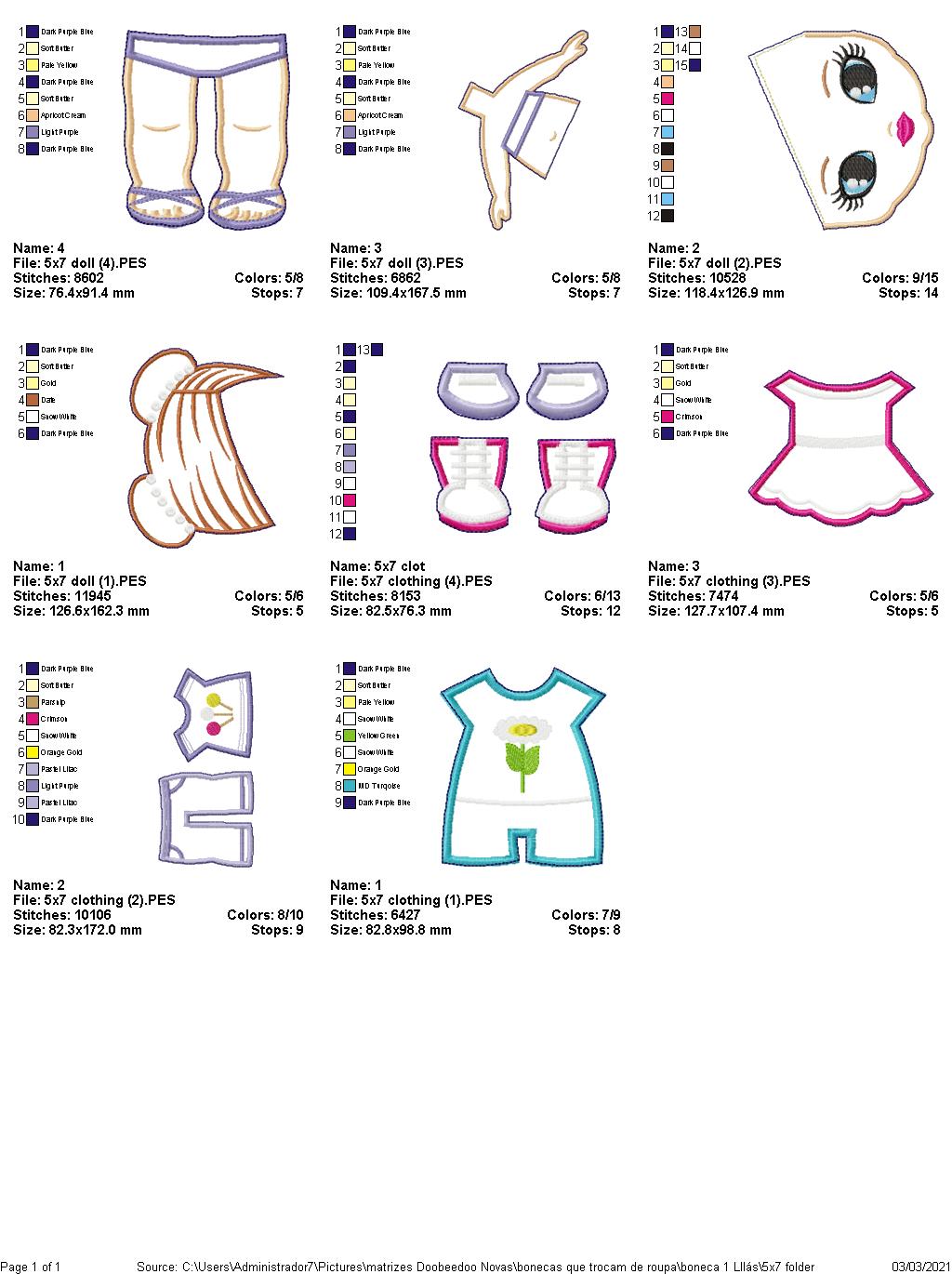 Doll with Clothes for Changes - ITH Project - Machine Embroidery Design