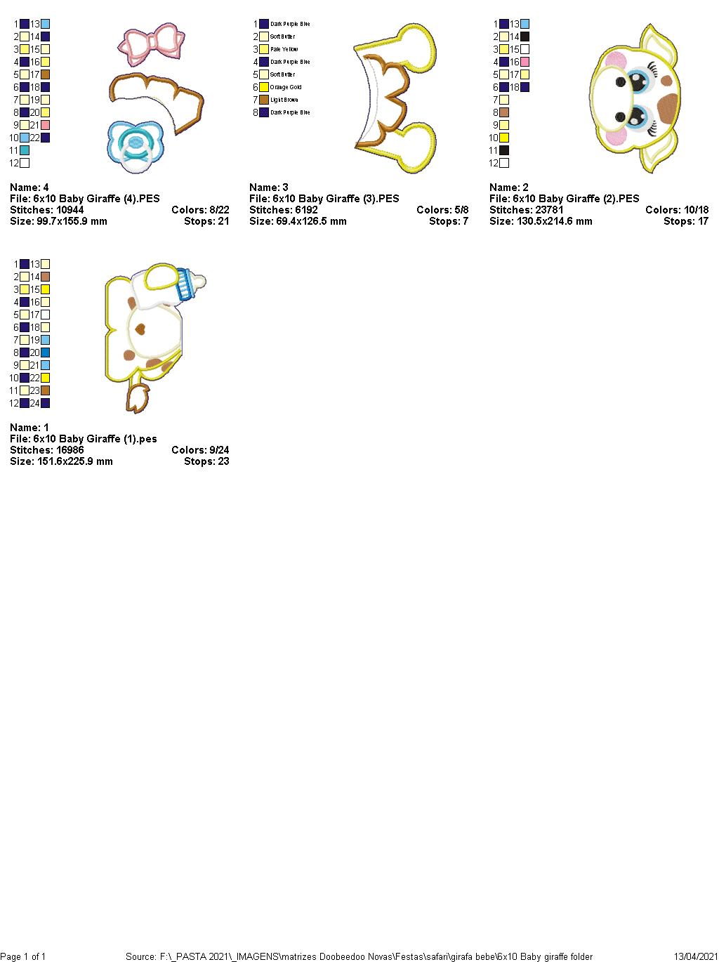 Baby Giraffe Boy and Girl Ornament - ITH Project - Machine Embroidery Design