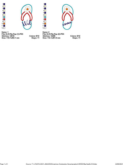 Flip Flop Summer Ornament - ITH Project - Machine Embroidery Design