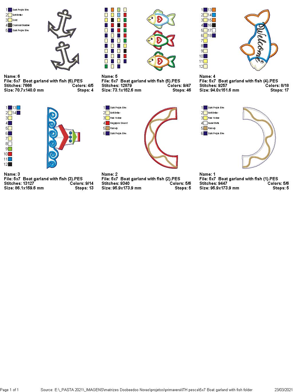 Nautical Boat and Fish Wreath - ITH Project - Machine Embroidery Design