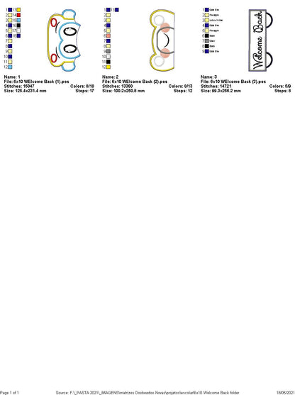 Welcome Back to School Bus Ornament - ITH Project - Machine Embroidery Design
