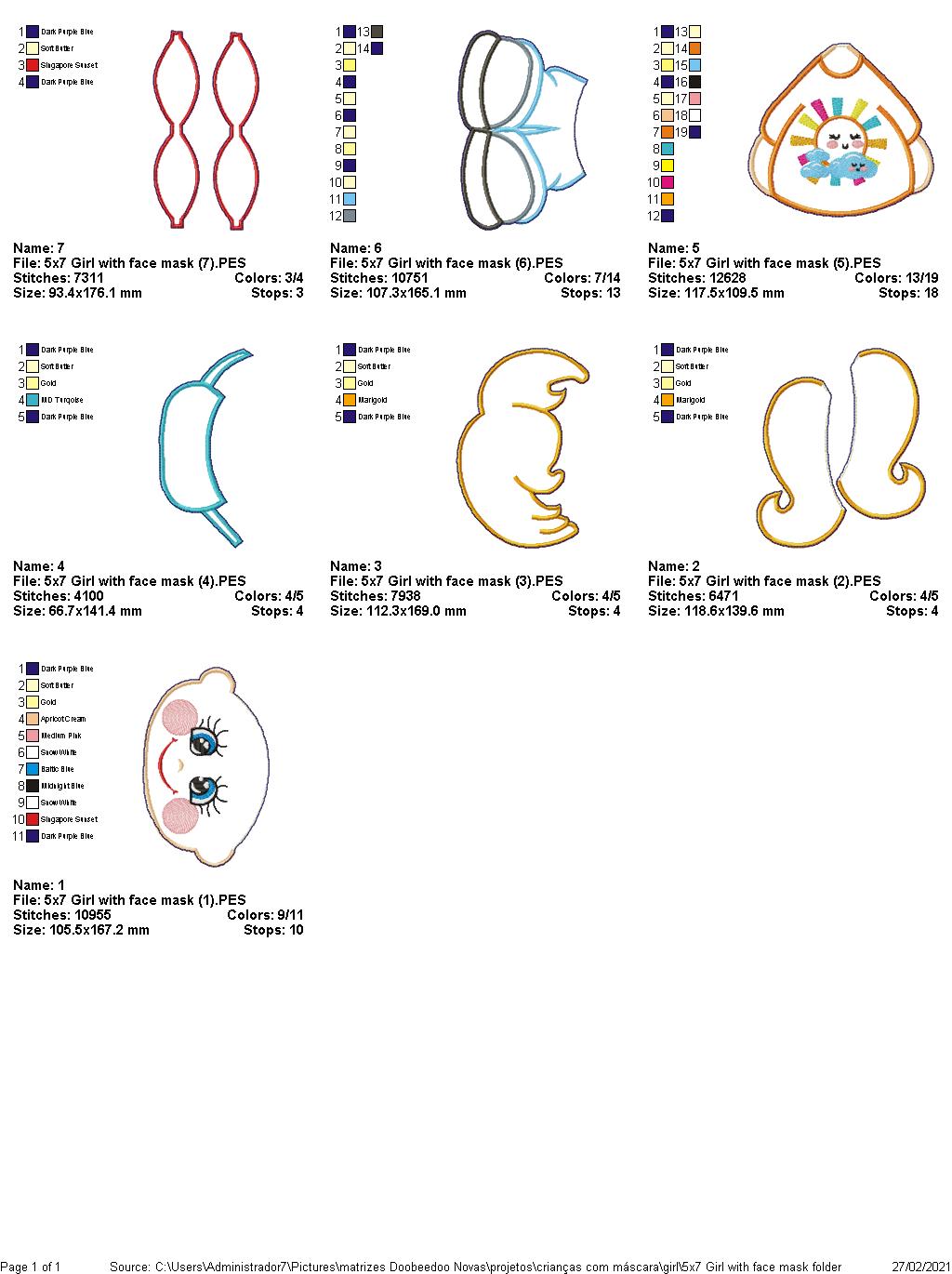 Girl Wearing Face Mask Ornament - ITH Project - Machine Embroidery Design